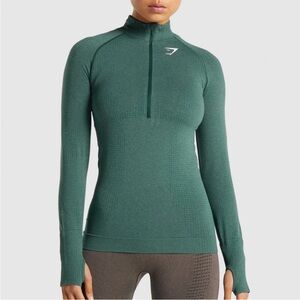 Gymshark Vital 2.0 Seamless 1/2 zip Long Sleeve Top in Blue
